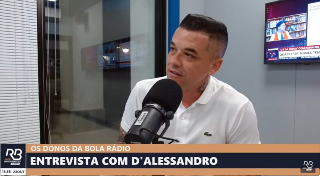 D’Alessandro em entrevista à Rádio Bandeirantes de Porto Alegre. (Foto: Reprodução/YouTube)