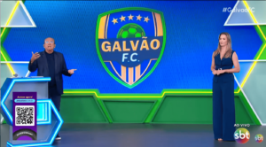 Nadine Bastos ao lado de Galvão Bueno no SBT